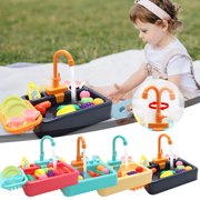 Sentmoon Pretend Play Toys Kids Kitchen Role Play Dishwasher and Sink Set Pretend Play Toy Washing Basin with Accessories Learning Chores Water Play