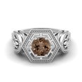 thumbnail image 1 of Bague de Mariage Géométrique pour Femmes en Argent Sterling 925 Quartz Fumé Ronde de 6MM, 1 of 3
