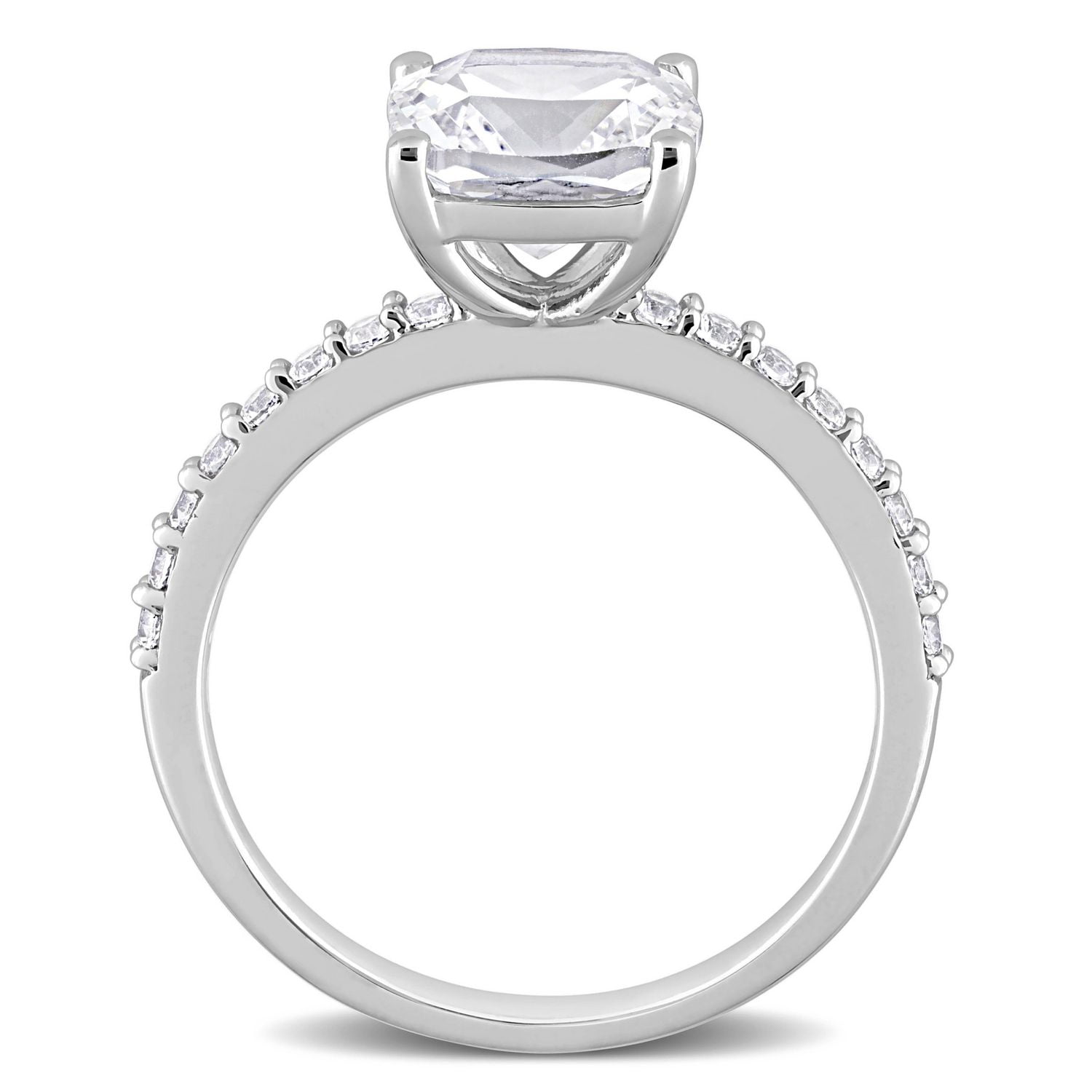 Miabella 3-1/4 Carat T.G.W. Created White Sapphire 10K White Gold Engagement Ring