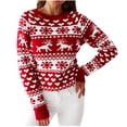 thumbnail image 1 of Chandail Ample Confortable à Manches Longues pour Femmes, Col Rond, Imprimé de Noël, 1 of 9