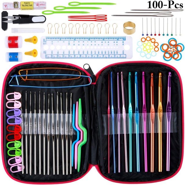 Coofit 100 Pcs Crochets au Crochet Tailles Assorties Bricolage Artisanat Outils de Crochet Kit de Crochet