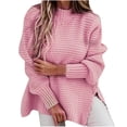 thumbnail image 1 of Hauts à Manches Longues pour Femmes Aguichant Décontractés Mode Femmes Couleur Unie Chandail à Manches Longues Col Rond Chandail Décontracté Hauts, 1 of 5