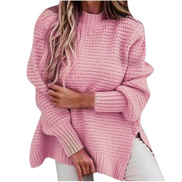 Long Sleeve Tops for Women Sexy Casual Fashion Women Solid Color Long Sleeve Pullove O-Neck Casual Sweater Tops