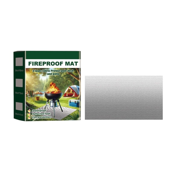 Outdoor Bbq Fire Mat Stain and Fire Proof Wear-Absorbing Protective Matting | Portable Heat Resistant Mat for Grills and Stoves | Non-Slips Ground Cover for Backyard, Camping, Patio, and Deck