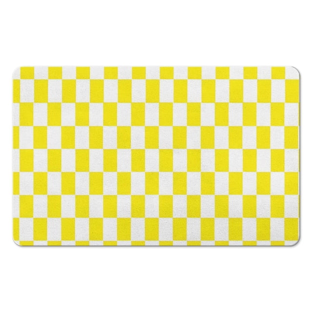 Stylish Long Bathroom Mat, Checkered Design (20x32 in): Non-Slip, Ultra Absorbent, Large Bath Rug, Soft Microfiber, Easy to Clean, Ideal for Bathroom, Bathtub, Hallway
