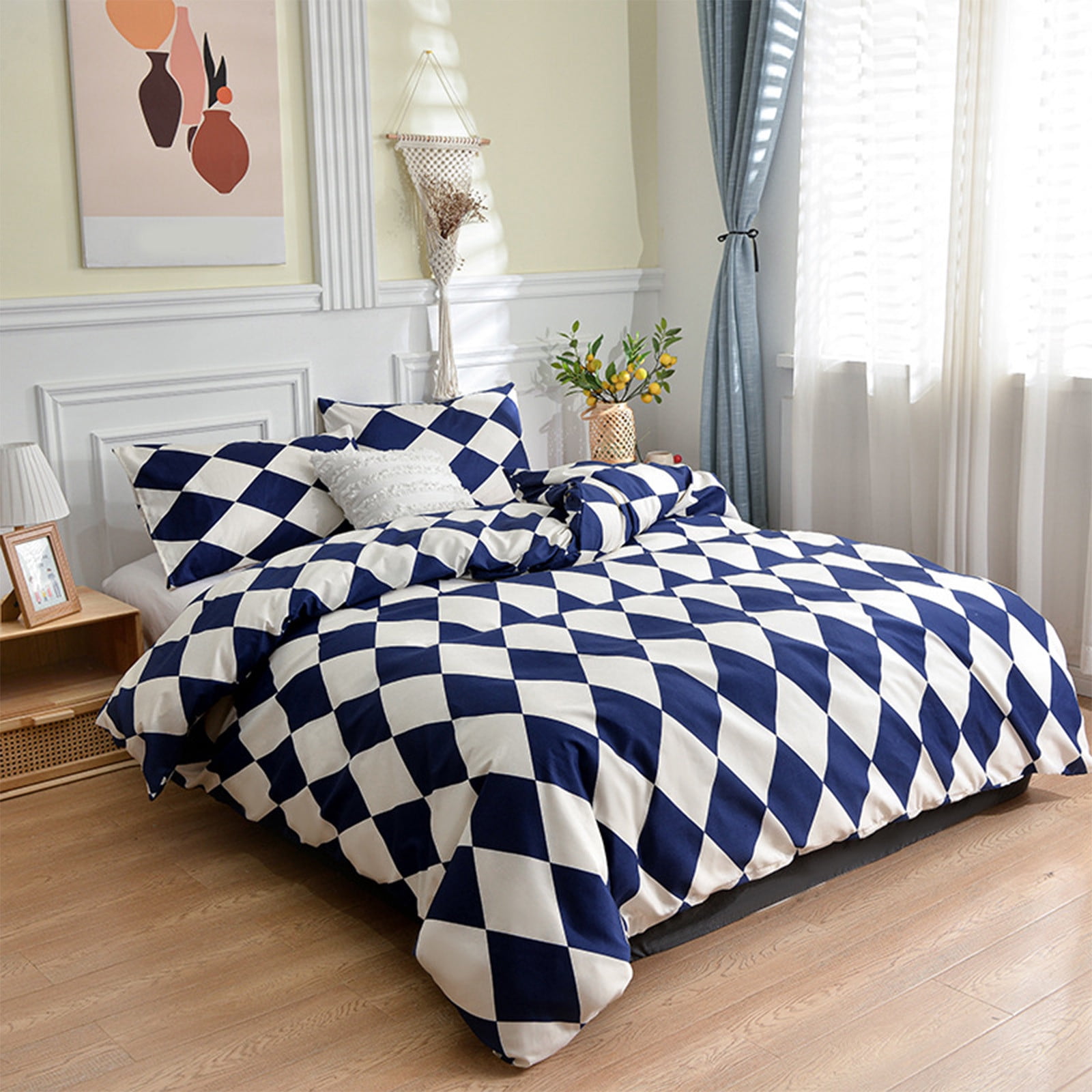 HOARBOEG Summer Twin Comforter Cover Skin-friendly Brushed Twin Comforter Cover All Seasons Skin-friendly Soft Bedding Double Duvet Cover Fresh Patterns Cozy Clearance