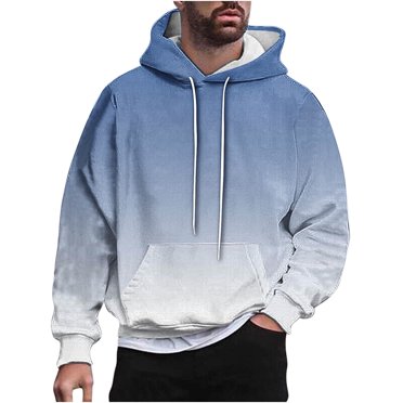 QIPOPIQ Men's Gradient Casual Pullover Hoodie Long Sleeve Athletic Hooded Sweatshirts Clearance