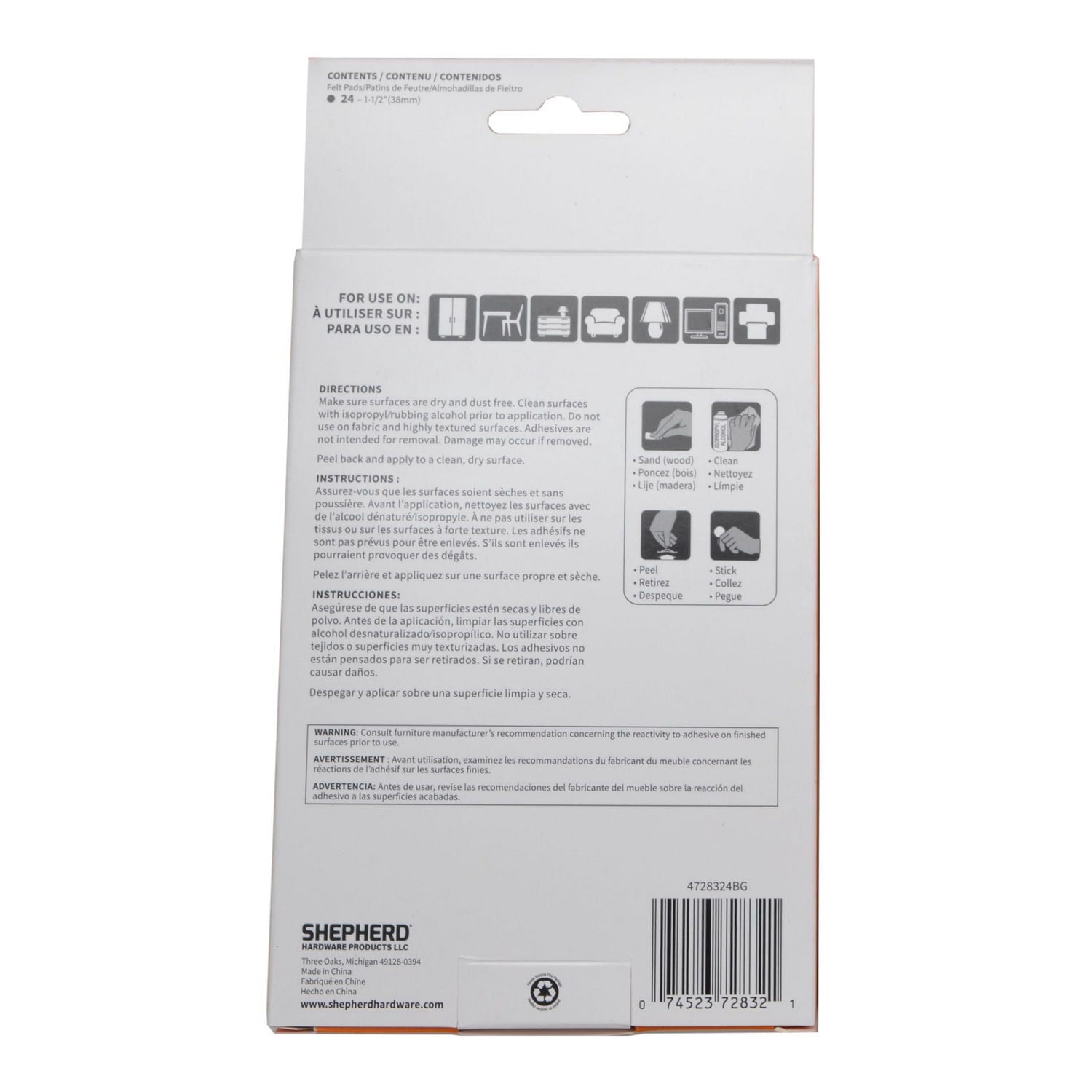Super Sliders With Gorilla Glue 1.5" Round Felt Pads Brown 24pc