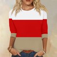 thumbnail image 2 of Birdeem Blouse pour Femmes Mode Blouses Amples à Blocs de Couleur Imprimé T-Shirt à Manches 3/4 Col Rond, 2 of 12