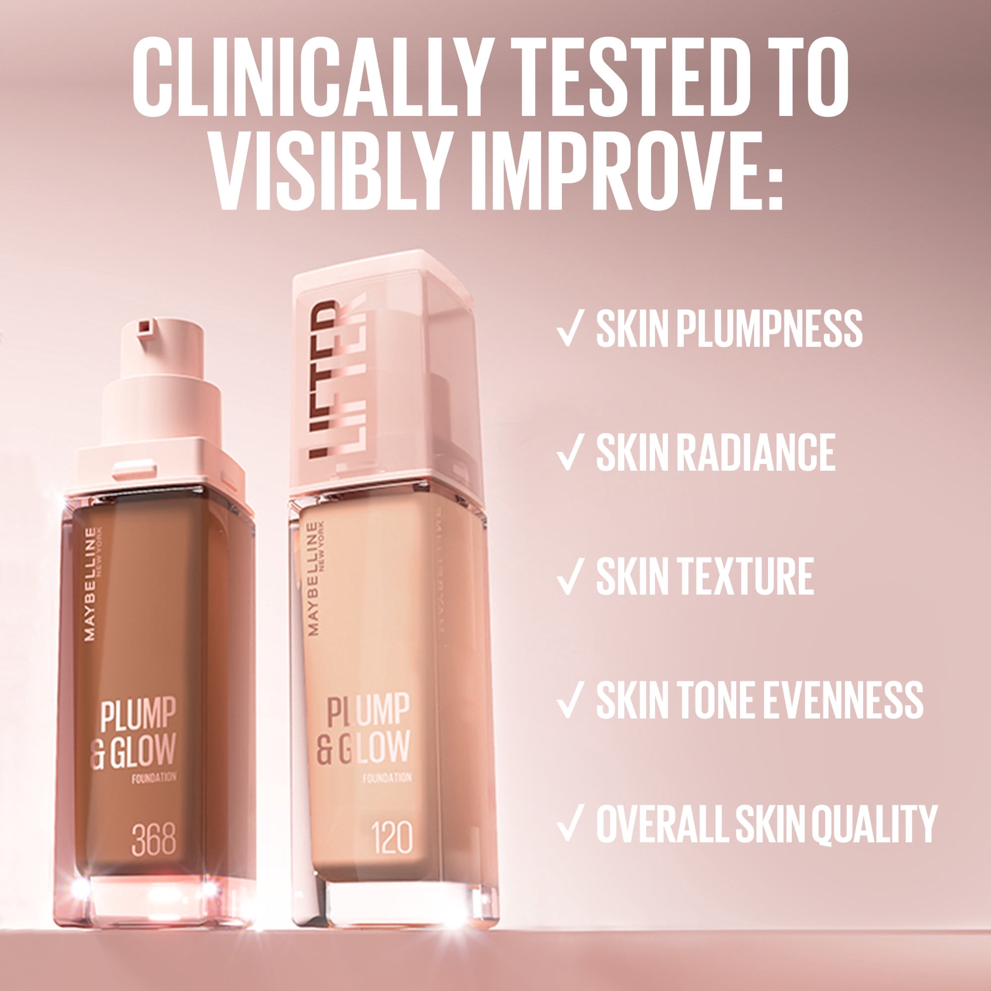 Maybelline New York Lifter Plump & Glow Fond de Teint Soin pour la Peau, Fini Lumineux
