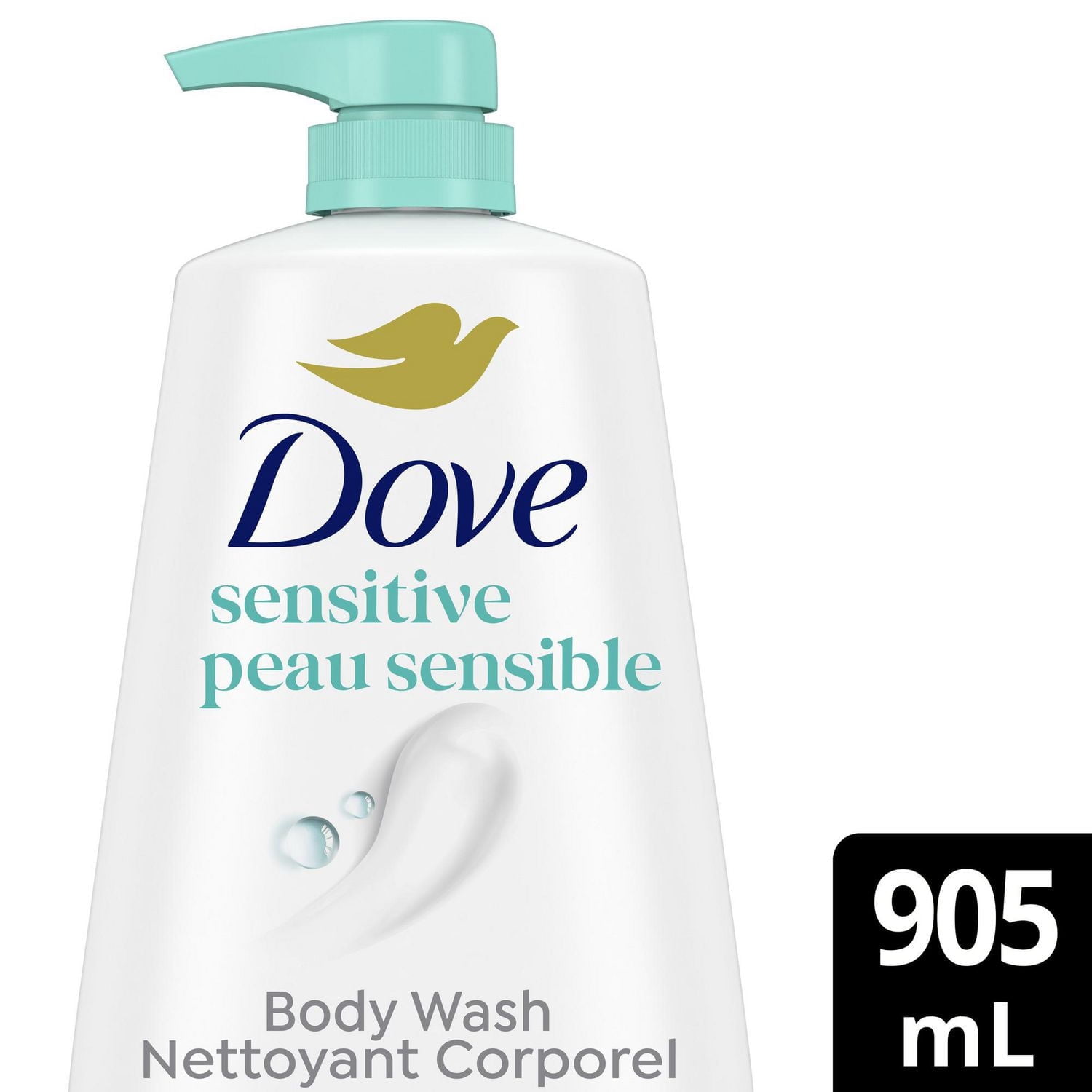 Dove Nettoyant Corporel Hypoallergénique Peau Sensible Hydratant, 905 ml