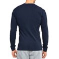 thumbnail image 2 of SLM Mens Cotton Thermal Tops Waffle Knit or Plain Henley Shirts -Large-Crew Navy, 2 of 2