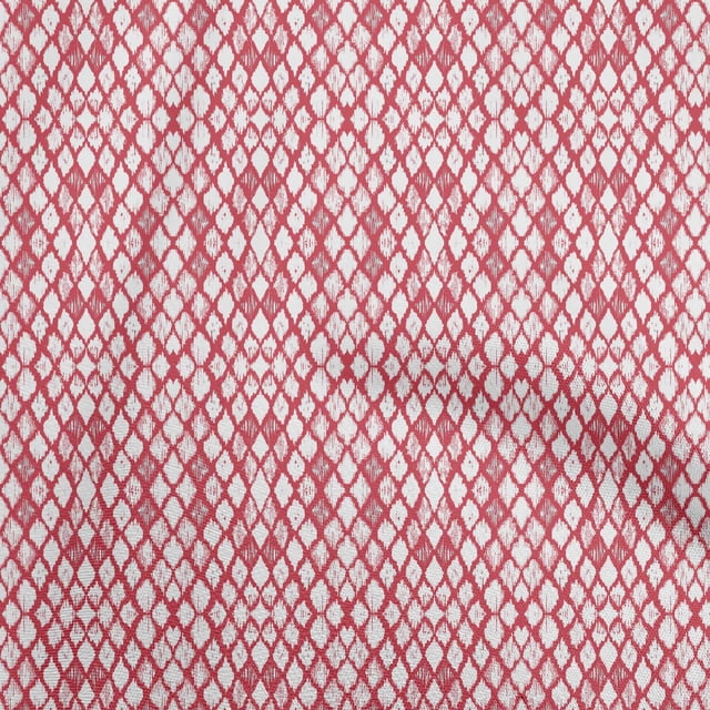 oneOone Polyester Lycra Red Fabric Ikat Sewing Material Print Fabric By The Yard 56 Inch Wide