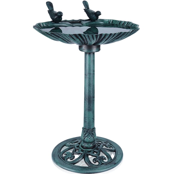 Yardlab 28" Height Garden Bird Bath, Antique Birdbath with 2 Birds Ornament, Outdoor Bird Feeder for Patio, Yard, Deck, Fountain