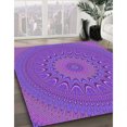 thumbnail image 3 of Ahgly Company Tapis d'Intérieur Lavable en Machine Carré Transitionnel Violet Jonquille Violet, 5 Pieds Carré, 3 of 7