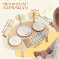 thumbnail image 4 of Qaba Ensemble de Batterie pour Tout-Petit, Instruments de Musique 4-en-1 avec Batterie et Xylophone, 4 of 10