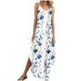 thumbnail image 2 of Ovzne Robes pour Femmes Robe Femme Robes d'Été pour Femmes Uni Sans Manches Robe à Col en V Robes Décontractées Longues Robes Robe de Vacances Liquidation, 2 of 7