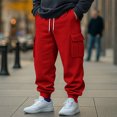 thumbnail image 3 of Yuyuzo Mens Cargo Sweatpants Causal Drawstring Workout Joggers Fleece Solid Color Athletic Pants with Pockets, 3 of 7