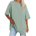 thumbnail image 1 of Plebaso T-Shirts Surdimensionnés pour Femmes 2025 Manches Courtes Hauts Amples Col Rond Décontracté Uni T-Shirts Basiques pour Femmes, 1 of 6