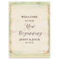 thumbnail image 1 of Darling Souvenir MADE WITH LOVE Personalized Welcome Sign/ Banner, Welcome To Our New Beginning Custom Vintage Handmade Paper Wedding, Engagement Party Sign - 18x12, 1 of 5