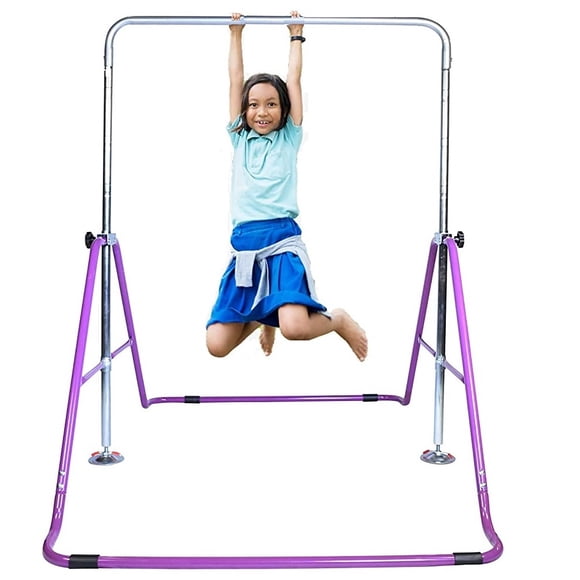 GymPro Adjustable Steel Horizontal Training Bar Gymnastics Bar for Kids Junior Gymnastic Bar Training Home Practice Purple