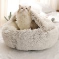 thumbnail image 2 of Lit pour Animaux en Peluche Rond avec Capuche, Lit Chaud pour Petits Chiens, Lit Doux et Moelleux pour Chat, 2 of 5