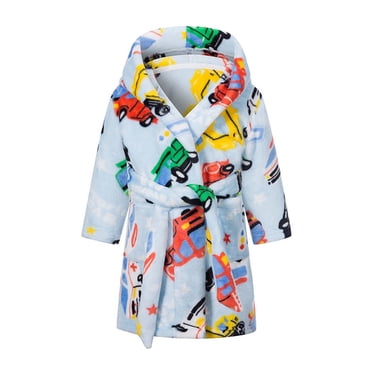 Penkiiy Peignoir à Capuchon pour Tout-Petits Garçons Filles, Robe de Chambre Dessin Animé, Pyjama, Tenue de Nuit pour Filles, Peignoir à Capuchon en Flanelle Douce, Mignonne Tenue de Nuit pour Filles, Cadeaux, 2-8 Ans Bleu Pâle pour 7-8 Ans
