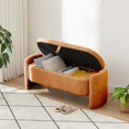 thumbnail image 2 of Kossmai Oval Lamb Fleece Fabric Storage Bench 47.24"L, 2 of 5