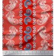 thumbnail image 1 of Soimoi Red Poly Georgette Fabric Stripe & Paisley Print Sewing Fabric Yard 42 Inch Wide, 1 of 3