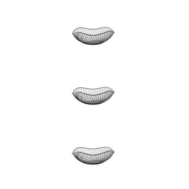 kurtrusly Sturdy And Durable Metal Fruit Baskets Large Capacity Open Wire Exquisite Appearance Wide black Oblique small 3Set