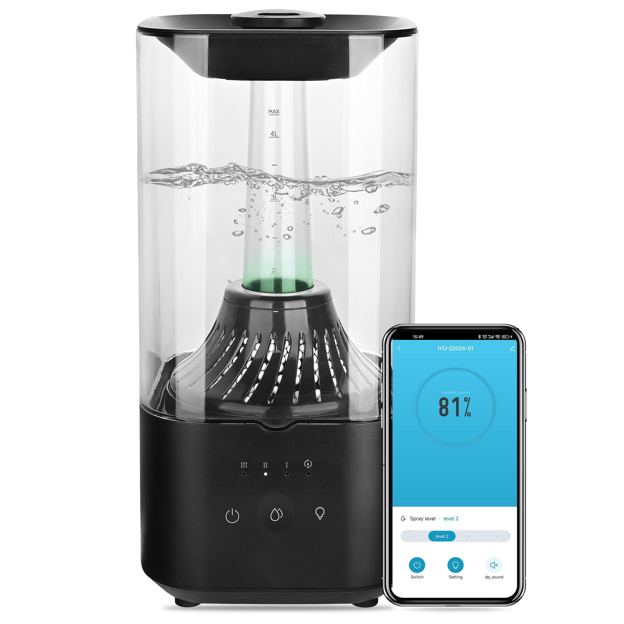 WiFi Control 4.5L Ultrasonic Cool Mist Humidifier, Top Fill Air Humidifier with Essential Oil Tray, Filter and Auto-constant Humidity
