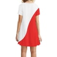 thumbnail image 5 of Womens Summer Plus Size Dresses Casual Color Block Patchwork Print Mini Sundress Tunic Round Neck Short Sleeve Dress, 5 of 5