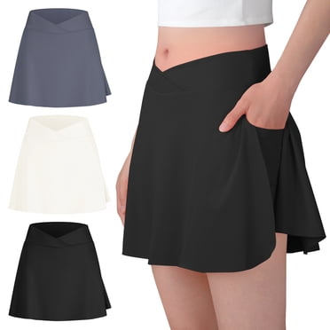 BIG ELEPHANT Lot de 3 Jupes-Short Athlétiques pour Filles - 2-en-1 avec Doublure Intégrée et Poches, Taille Élastique - pour Sports, Danse, École, Tenue de Jeu (Tailles TP-TG)