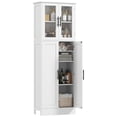 thumbnail image 1 of HOMCOM Tall Bathroom Cabinet with Glass Doors, Freestanding Storage, White, 1 of 10