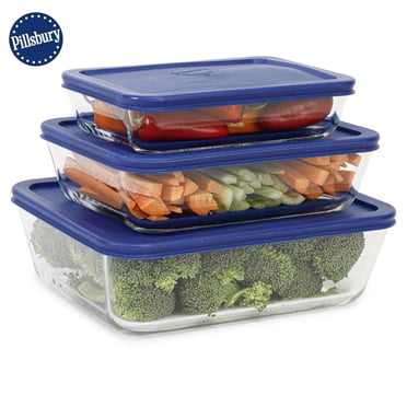 Pillsbury 6‑Piece Borosilicate Glass Rectangular Food Storage Set with Lids