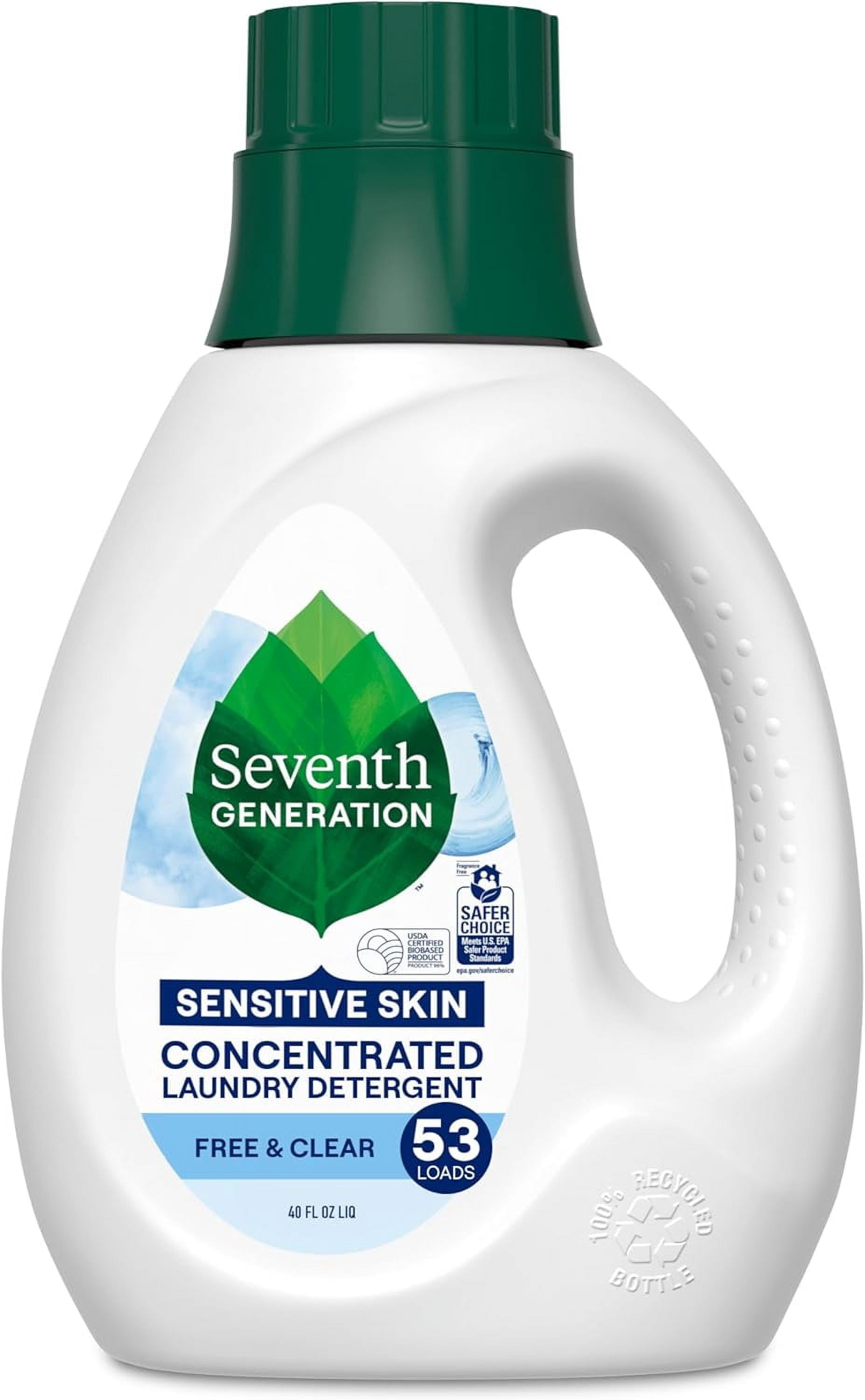 Seventh Generation Concentrated Laundry Detergent, Free & Clear unscented, 40 oz