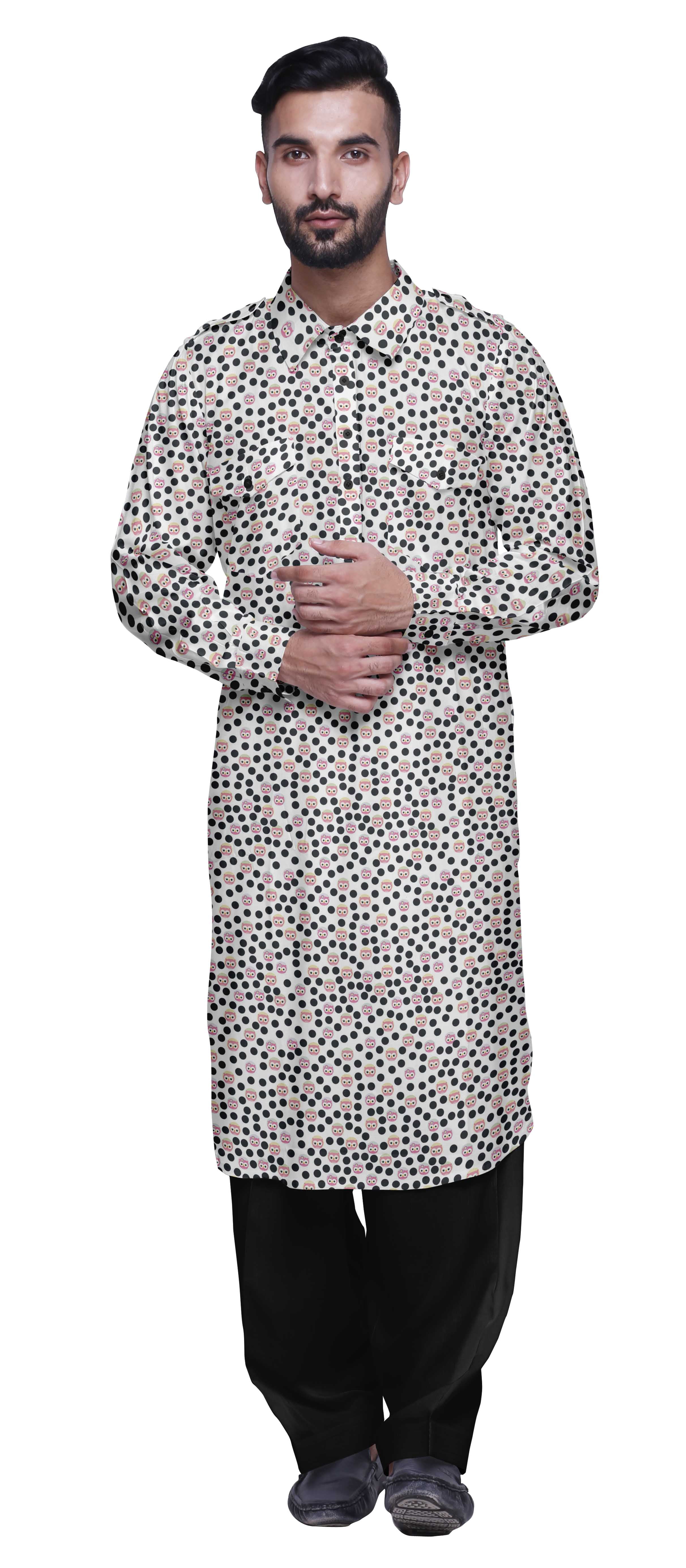 Atasi Kurta-Pyjama Punjabi pour Hommes, Ensemble Kurta-Pyjama Décontracté Imprimé pour Hommes