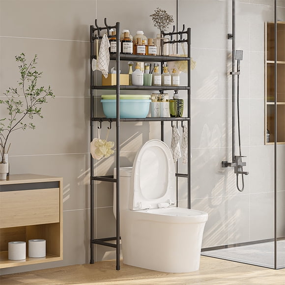 TIMIFIS Iron Shelving, Storage Rack Above The Toilet Stainless Steel 3-Layer Bathroom Storage Rack Bathroom Storage and Storage Can Accommodate Toiletries and Daily Necessities Bathroom Organizer