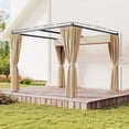 thumbnail image 3 of Outsunny Pergola de Patio 10 Pieds x 10 Pieds avec Auvent Rétractable, Beige, 3 of 10