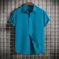 thumbnail image 2 of Diufon Linen Shirts for Men Casual Button Down Short Sleeve V Neck Tee Textured Summer Beach Vacation Shirts, 2 of 3