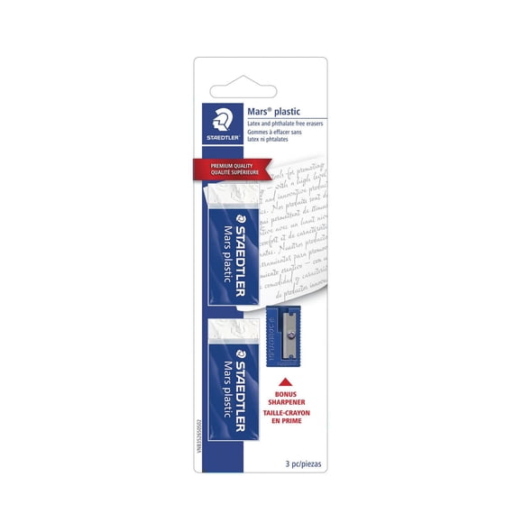 Staedtler Mars Plastic Erasers + BONUS sharpener