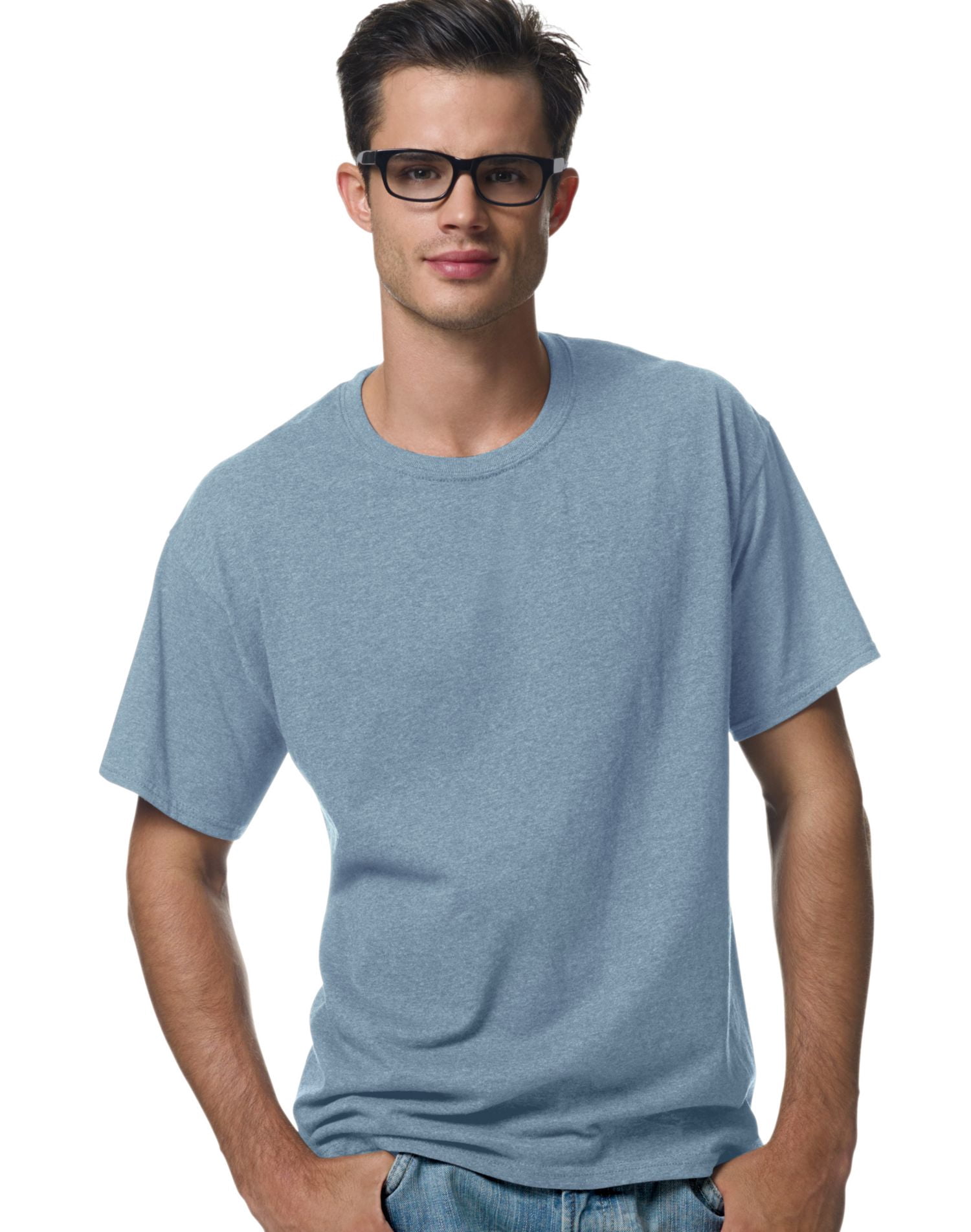 Hanes ComfortBlend EcoSmart Men`s Crewneck T-Shirt, XL, Stonewashed Blue