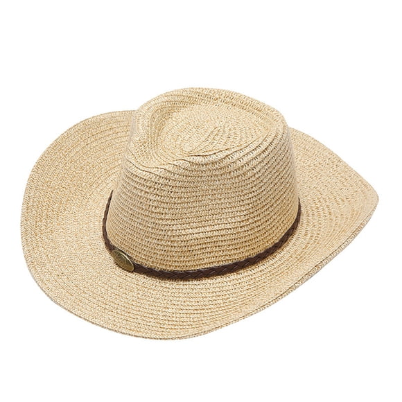 WHEANG Cowboy Adult Casual Solid Summer Western Fashion Cowboy Sun Hat Wide Brim Travel Sun Cap cowboy hat cowboys gifts for women