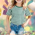 thumbnail image 2 of GDREDA T-Shirt Graphique à Manches Courtes Rayé de Carnaval pour Garçons, Chemise de Fête Colorée, Haut Décontracté Confortable pour Enfants Vert,130, 2 of 4