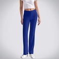 thumbnail image 3 of Lenpel Women's Flare Yoga Pants Drawstring Medium Rise Side Striped Bell Bottom Casual Pants Bootcut Workout Pants(Blue,Small), 3 of 6