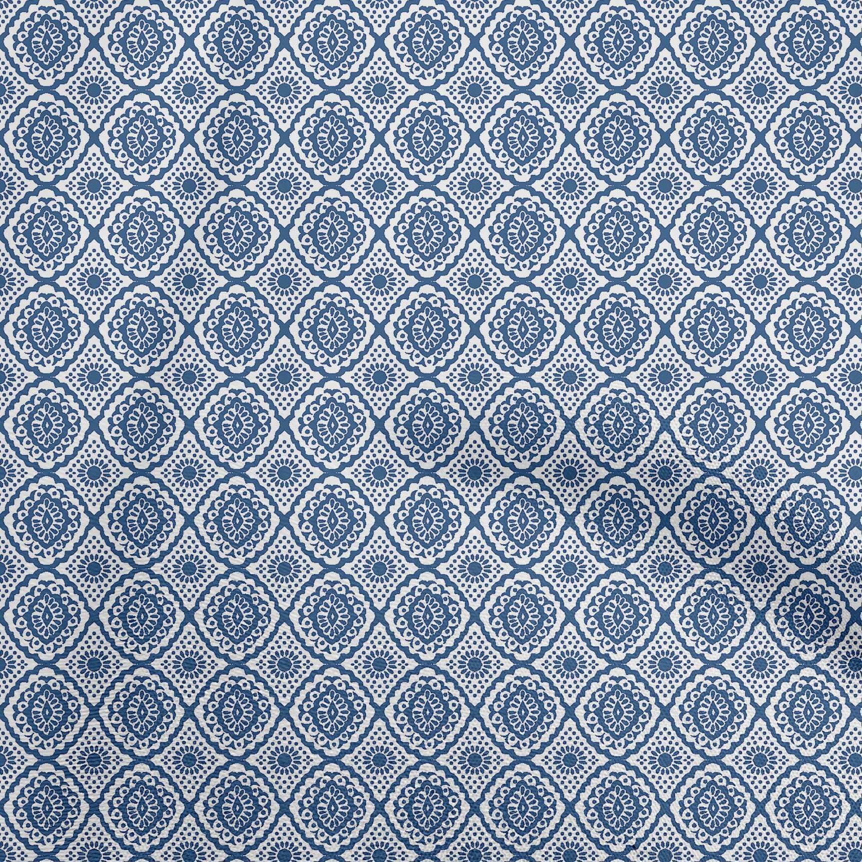 oneOone Rayon Blue Fabric Block Dress Material Fabric Print Fabric By The Yard 56 Inch Wide