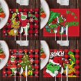 thumbnail image 2 of 4pcs/set Set de Table de Noël Ensemble Rouge Plaid Modèle Cuisine Sets de Table Santa Claus, 2 of 5