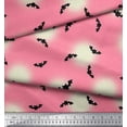 thumbnail image 3 of Soimoi Moss Georgette Fabric Moon & Bat Halloween Print Sewing Fabric Yard 42 Inch Wide, 3 of 3