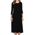 thumbnail image 2 of Vêtements de Mode pour Femmes Mode pour Femmes Coupe Ajustée Confortable Bouton Col en V Couleur Unie Robe Décontractée, 2 of 9