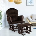 thumbnail image 3 of Patiojoy Nursery Glider and Ottoman, Adult Rocking Chair with Storage Pocket for Bedroom and Living Room, Brown, 3 of 5